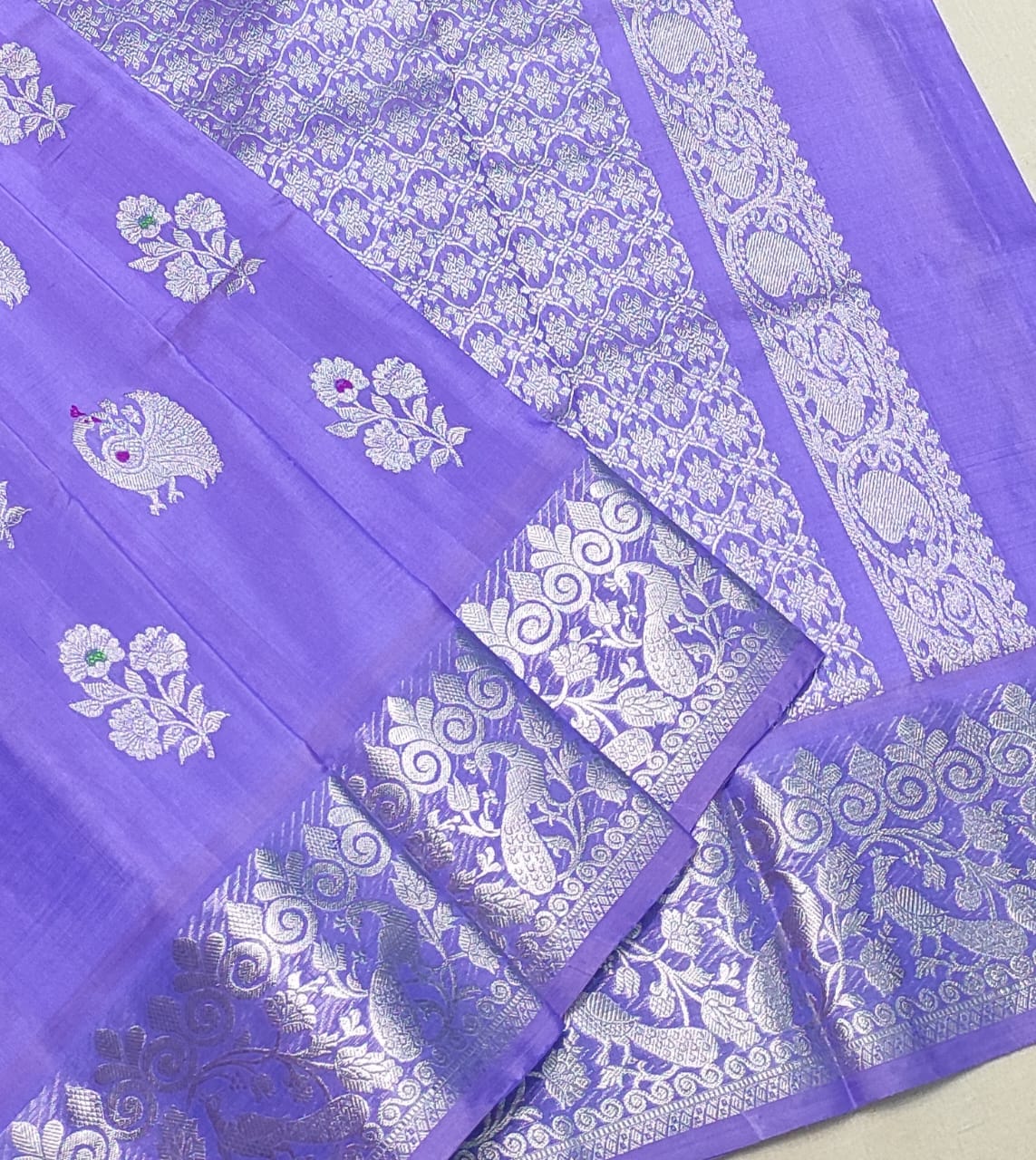 Lavender self venkatagiri pure silk saree